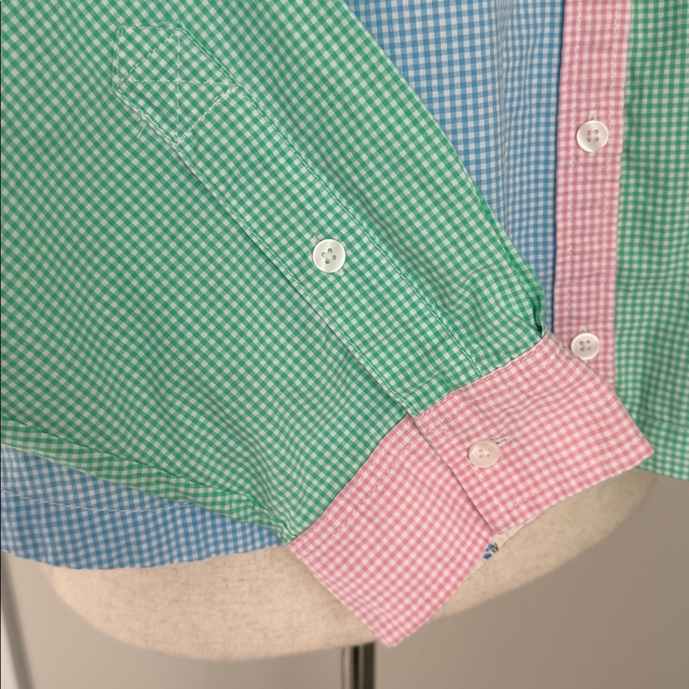 American Eagle Colorblock Gingham Button Down Shi… - image 5